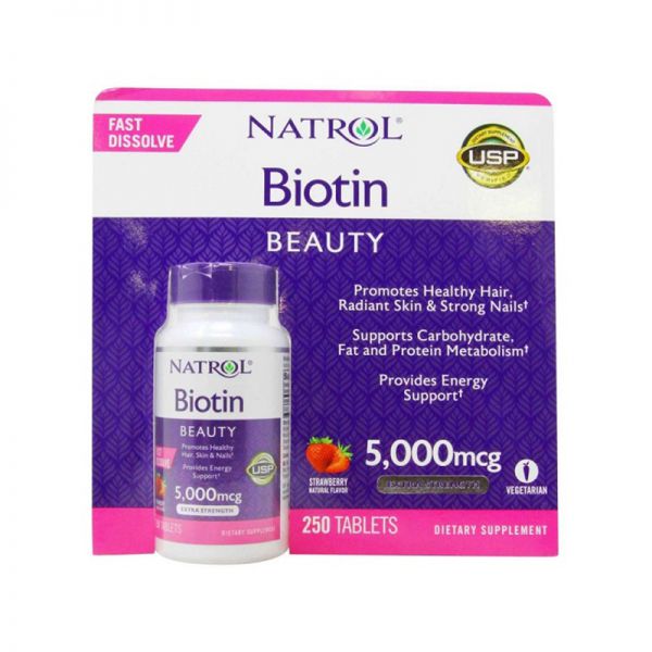 Viên ngậm đẹp da , đẹp tóc móng , Natrol Biotin Beauty